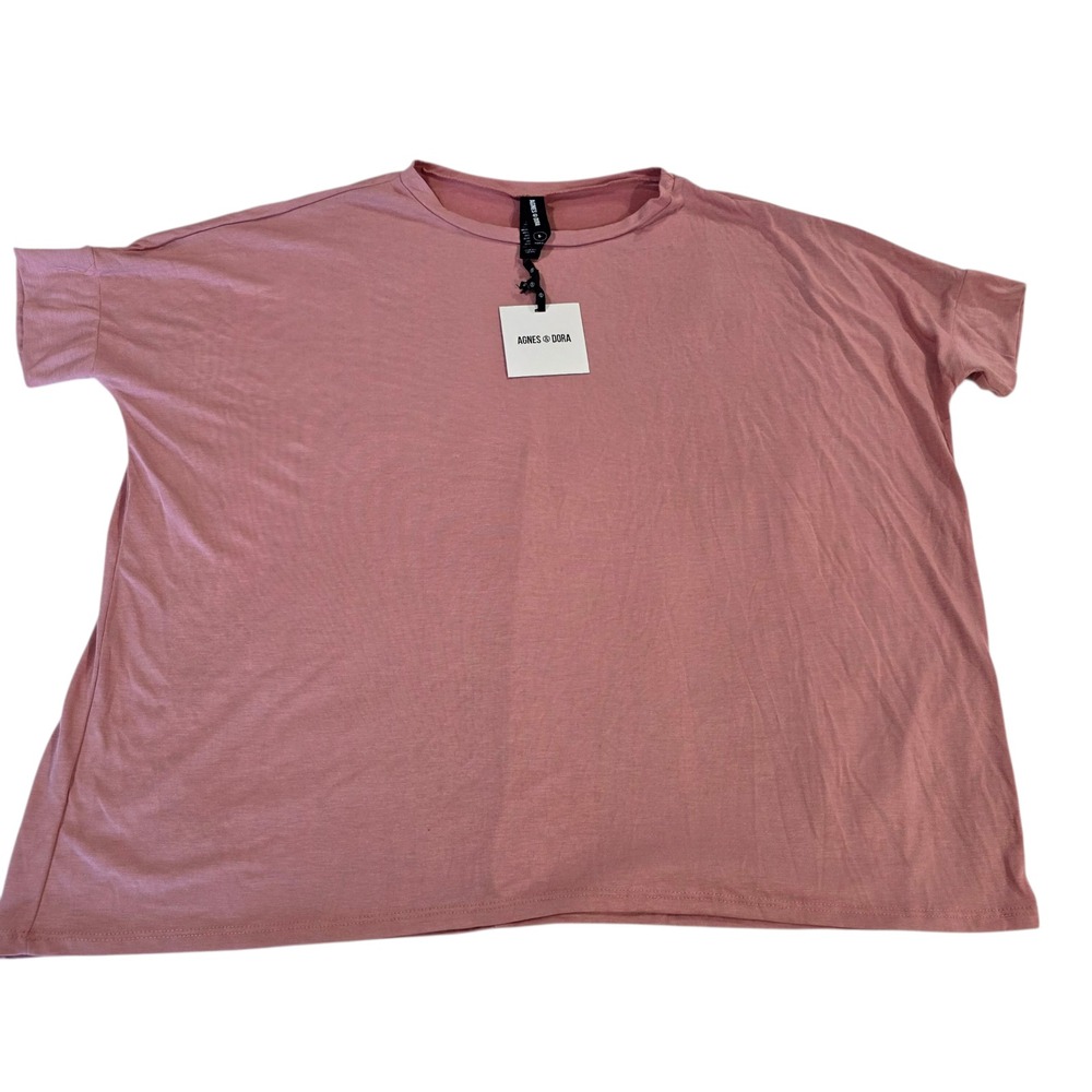 Agnes & Dora Blouse Top Womens Dusty Coral Small Boxy Tee Dolman Sleeve Relaxed